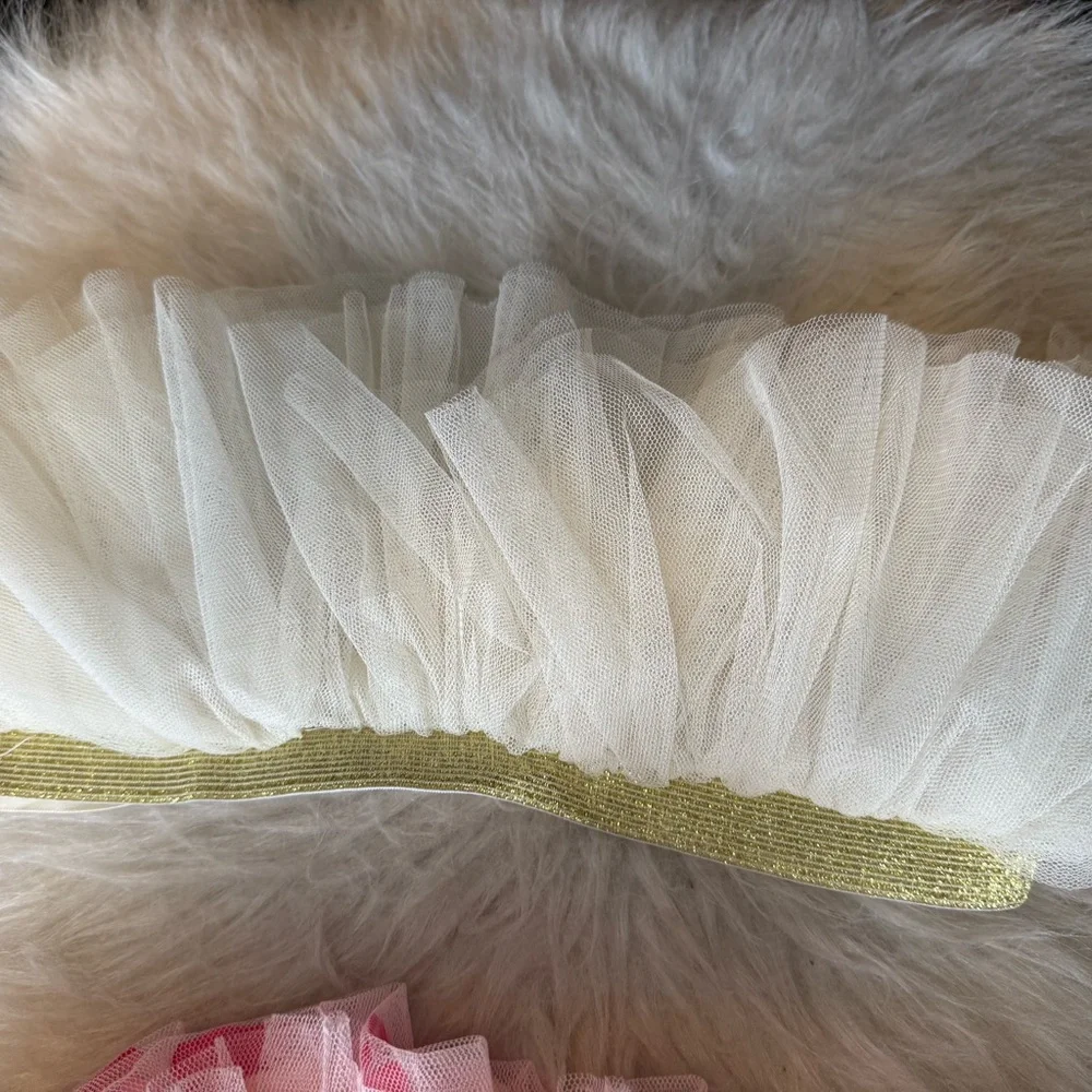 Set of 3 Girls' Tulle Tutus - White, Pink & Red 0-12 months